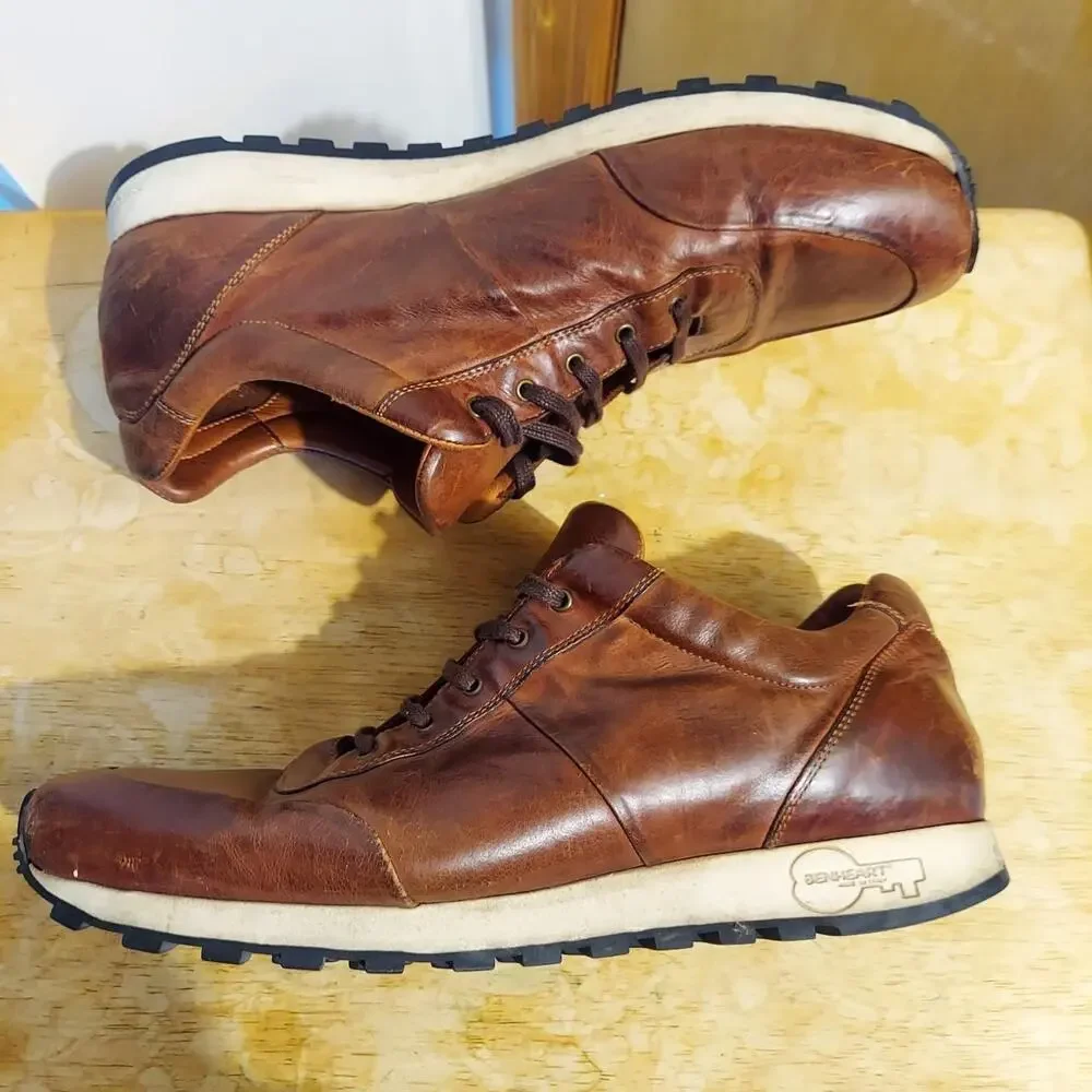 Benheart Baldi H900 Men's US 12 Brown Leather Lace Up Oxford Dress Sneaker Shoes